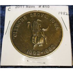 410. 1882-1982 Clemons Grove, Iowa Centennial Medal. Brass. BU.