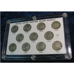 456. 11-Piece U.S. Silver War Nickel Set in Capital holder.