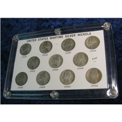 457. 11-Piece U.S. Silver War Nickel Set in Capital holder.