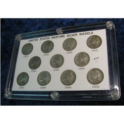 458. 11-Piece U.S. Silver War Nickel Set in Capital holder.