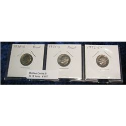 467. 1970S, 71S, & 72S Proof Roosevelt Dimes.