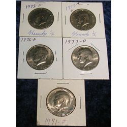 479. 1971D, 72D, 73D, 76D, & 77P Kennedy Half Dollars.