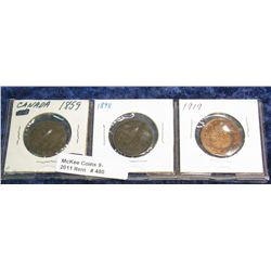 480. 1859, 1898, & 1919 Canada Large Cents. Grades up to EF.