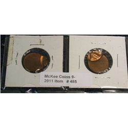 485. (2) Off-center Lincoln Cent Mint Errors.