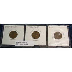 488. (2) 1909 P VDB & 10P Lincoln Cents. (3 pcs.) VG-F.