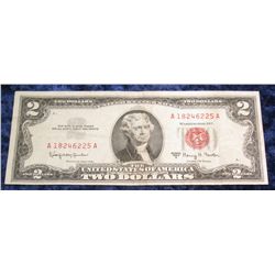 501. Series 1963A $2 U.S. Note. "Red Seal". AU.
