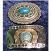 Image 1 : 551. Pair of Simulated Turquoise Belt Buckles.