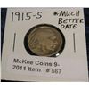 Image 1 : 567. 1915 S Buffalo Nickel. Circulated.