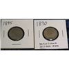 Image 1 : 578. 1890 & 95 Liberty Nickels. Circulated.