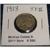 Image 1 : 586. 1913 P Type 2 Buffalo Nickel. F-12.