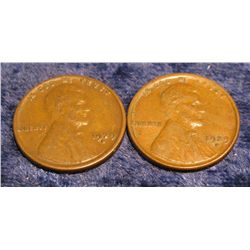 590. (2) 1929 D Lincoln Cents. EF 40.