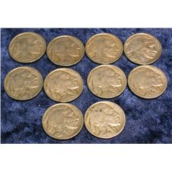 626. (10) 1934 D Buffalo Nickels. All with dates.