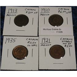 629. 1910, 13, 21, & 35 Mexico 1c Grades up to Unc.
