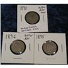 Image 1 : 635. 1890, 95, & 96 Liberty Nickels. Circulated.