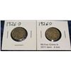 Image 1 : 645. (2) 1926 D Buffalo Nickels. G-VG.
