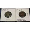 Image 1 : 648. 1916 D & 20 D Buffalo Nickels. First is dark, second VG.