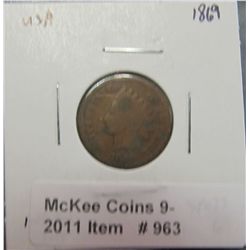963. 1869 U.S. Indian Head Cent. G-4.