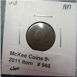 966. 1873 U.S. Indian Head Cent. AG-3.