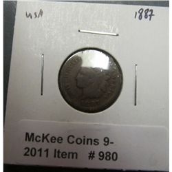 980. 1887 U.S. Indian Head Cent. G-4.