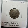 Image 1 : 984. 1892 U.S. Indian Head Cent. VG-8.