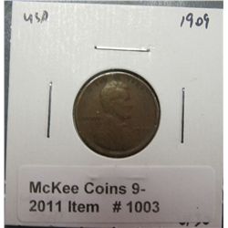1003. 1909 P Lincoln Cent. VF.