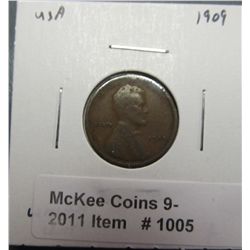 1005. 1909 P Lincoln Cent. F-12.