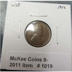 1019. 1912 P Lincoln Cent. G-4.