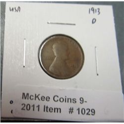 1029. 1913 D Lincoln Cent. G-4.