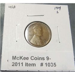 1035. 1914 S Lincoln Cent. G-6.
