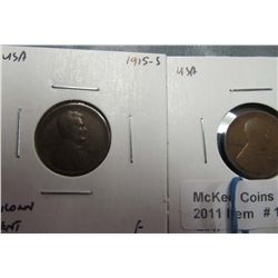 1041. 1915 D & S Lincoln Cents. G-F.