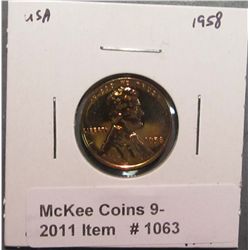 1063. 1958 P Lincoln Cent. Proof 69.