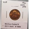 Image 1 : 1066. 1960 P Small Date Lincoln  Cent. BU Red.