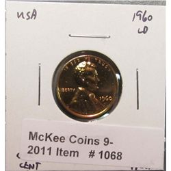 1068. 1960 P Large Date Lincoln Cent. Proof 60.