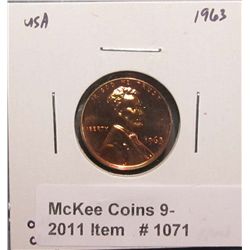1071. 1963 P Lincoln Cent. Proof 67.