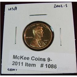 1086. 2002 S Lincoln Cent. Cameo Proof 69.