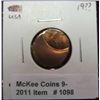 Image 1 : 1098. Brilliant Unc Lincoln Cent Mint Error struck 40% off-center.
