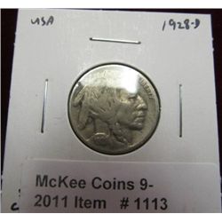 1113. 1928 D Buffalo Nickel. VG-10.