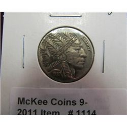 1114. 1937 D Buffalo Nickel. "Hobo Nickel". VF.