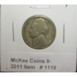 1119. 1938 S Jefferson Nickel. VF 20.