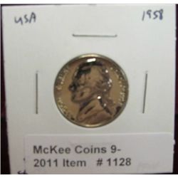 1128. 1958 P Jefferson Nickel. Proof 67.