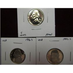 1137. 1964, 92S, & 96S Jefferson Nickel. Proof 65.