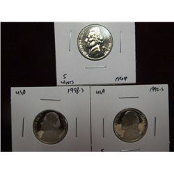 1138. 1964, 92S, & 98S Jefferson Nickel. Proof 65.