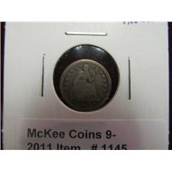 1145. 1853 Arrows U.S. Seated Liberty Half Dime. G-4.