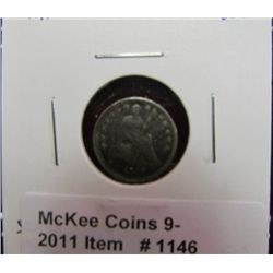 1146. 1858 U.S. Seated Liberty Half Dime. F-15.