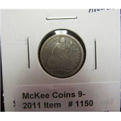 1150. 1874 U.S. Seated Liberty Dime. VG, cleaned, Net G-4.