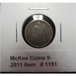 1151. 1884 P U.S. Seated Liberty Dime. VF 30.