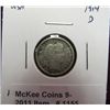 Image 1 : 1155. 1914 D Barber Dime. EF 40.