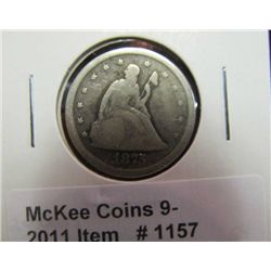 1157. 1875 S U.S. Twenty Cent Piece. G-4.