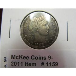 1159. 1900 O Barber Quarter. VF-30.