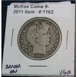 1162. 1912 D Barber Half Dollar. VG 10.